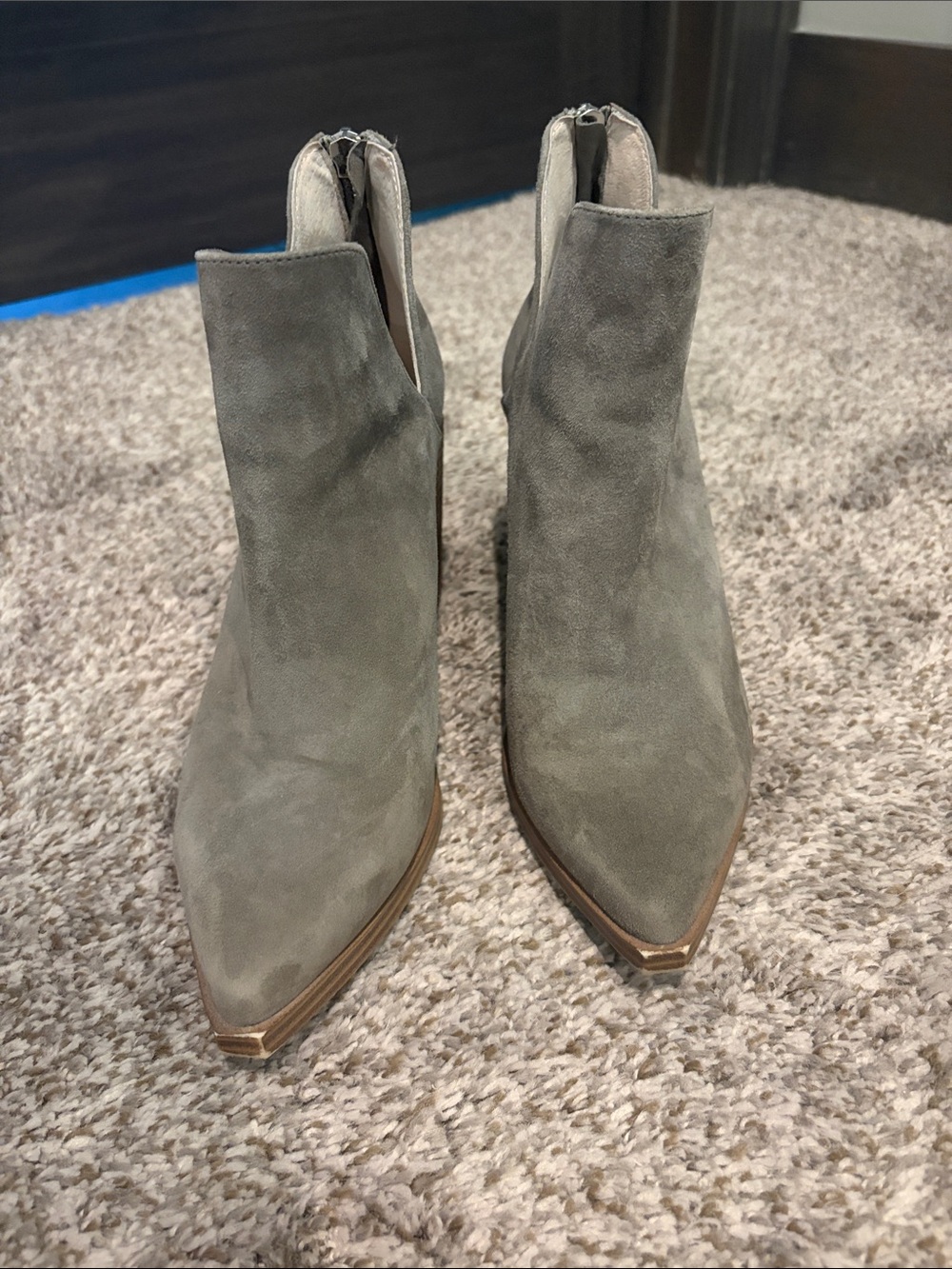 Steve Madden Gray Suede Pointed Toe Ankle Booties